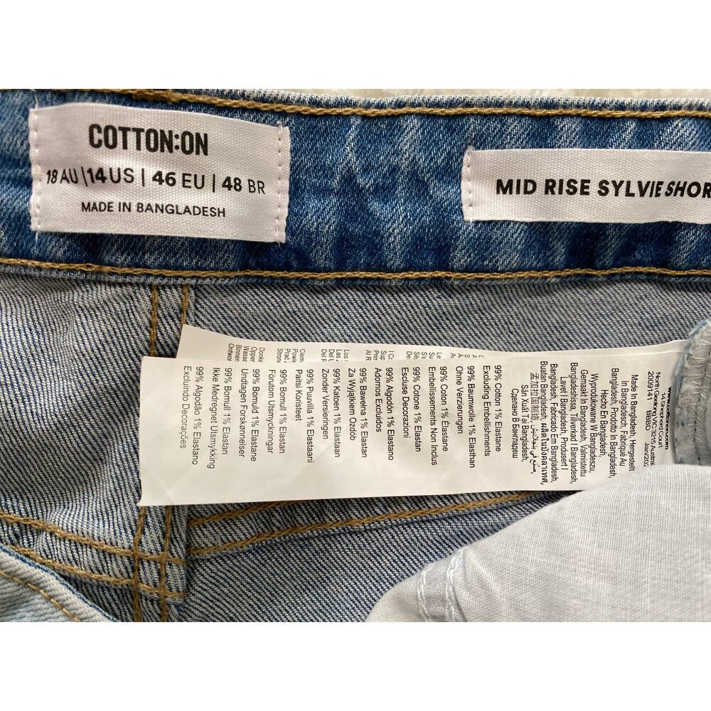 Cotton On Mid Rise Sylvie Denim Blue Jean Shorts NEW Size 14 - Picture 8 of 8